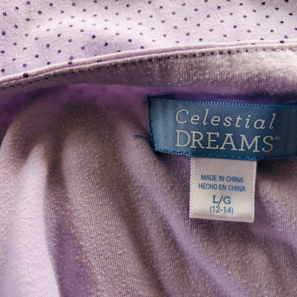 Nightgown Pullover Purple Polka Dot Short Sleeves CELESTIAL DREAMS - Picture 2 of 11